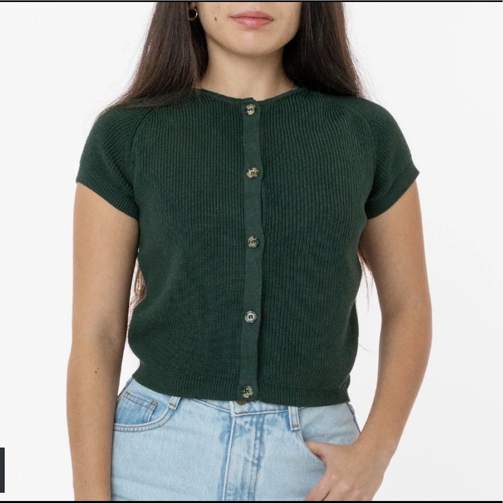 Cotton Raglan Short Sleeve Sweater